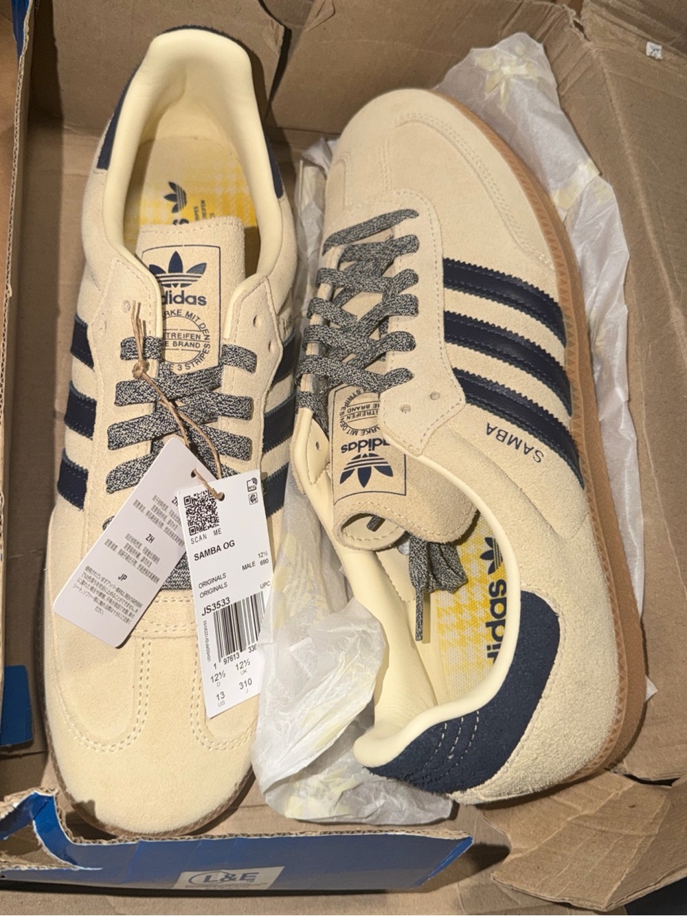 adidas Samba OG Vanchetta Tan Indigo Blue Mens Size 13